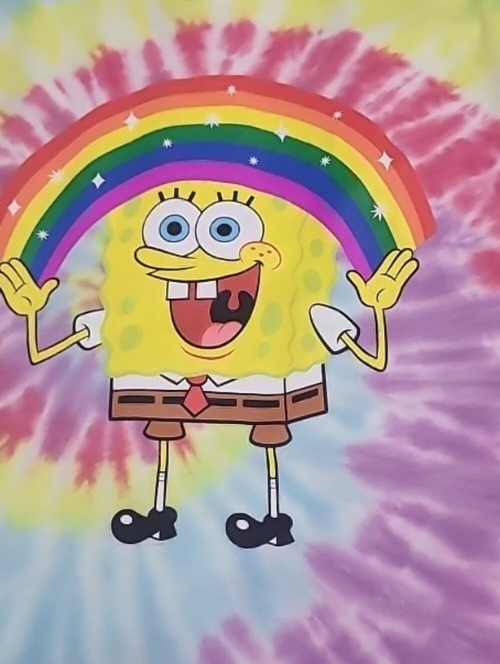 SpongeBob SquarePants Rainbow Imagination Tie Dye Graphic T-Shirt Unisex Small - Picture 6 of 6